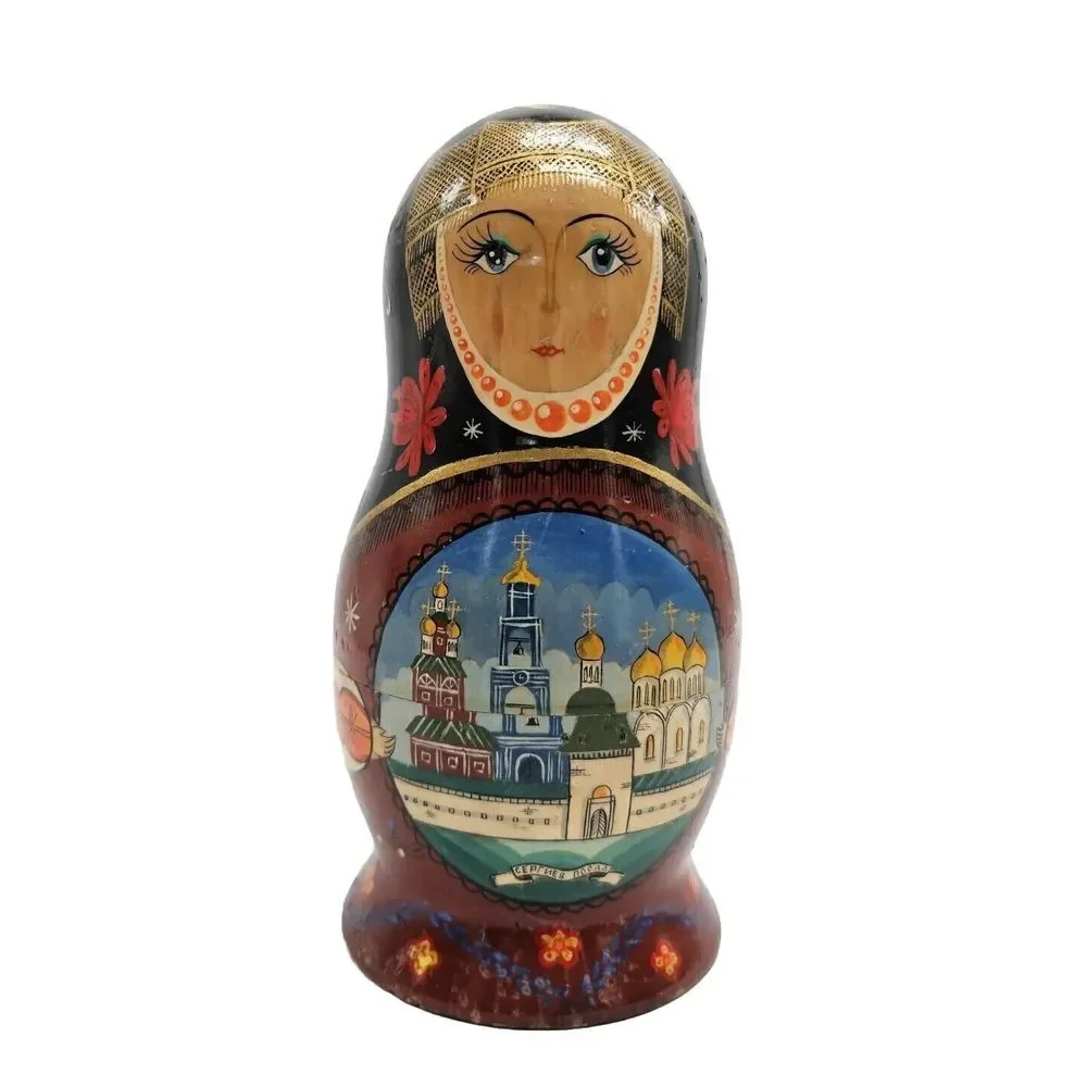 HAND PAINTED Russian Nesting Dolls Three layers *DOG CHEWED